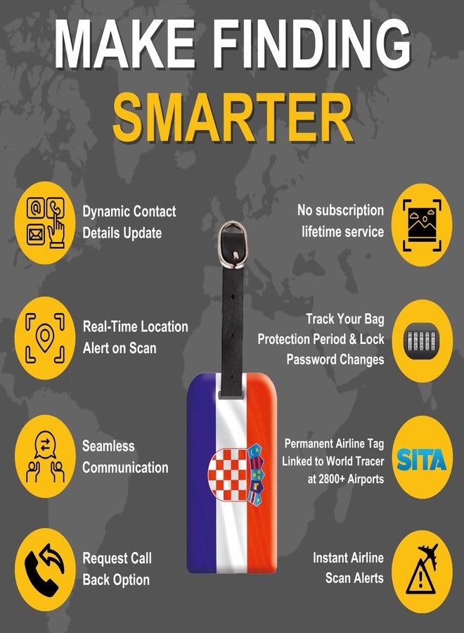tag8 [Pack 2] tag8 Croatia Flag Smart Luggage tag |Trendy Luggage tag ID Identification | Suitcase Tag | Fashionable Digital Name tag | Airline Compliant, SITA World Tracer Code Enabled | Gift idea - Image 4